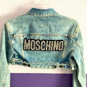 MOSCHINO H&M Moschino collab cropped denim jacket sz Xs